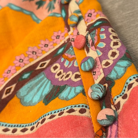 Zara NWT High Waist Floral Patterned Shorts Belted Linen Blend large - Picture 10 of 15